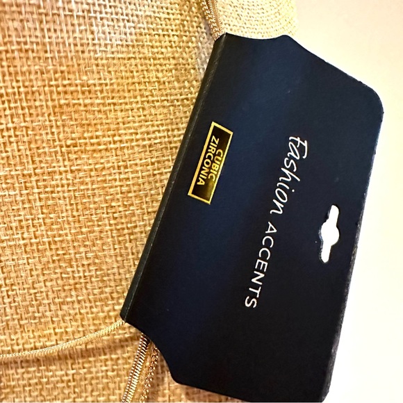 NWT Fashion Accents gold tone multi-strand necklace w/ cubic zirconia charm - Picture 9 of 11